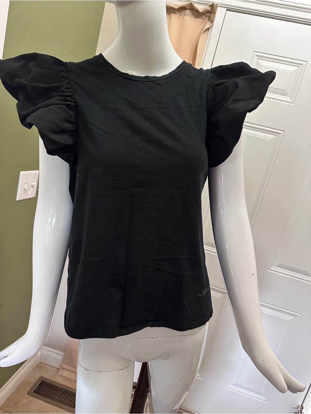 Black Puff Sleeve Women's Top Expresd